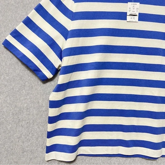 J. Crew Factory Striped Short Sleeve Tee NWT Size XL White Blue Nautical Preppy - Picture 5 of 9